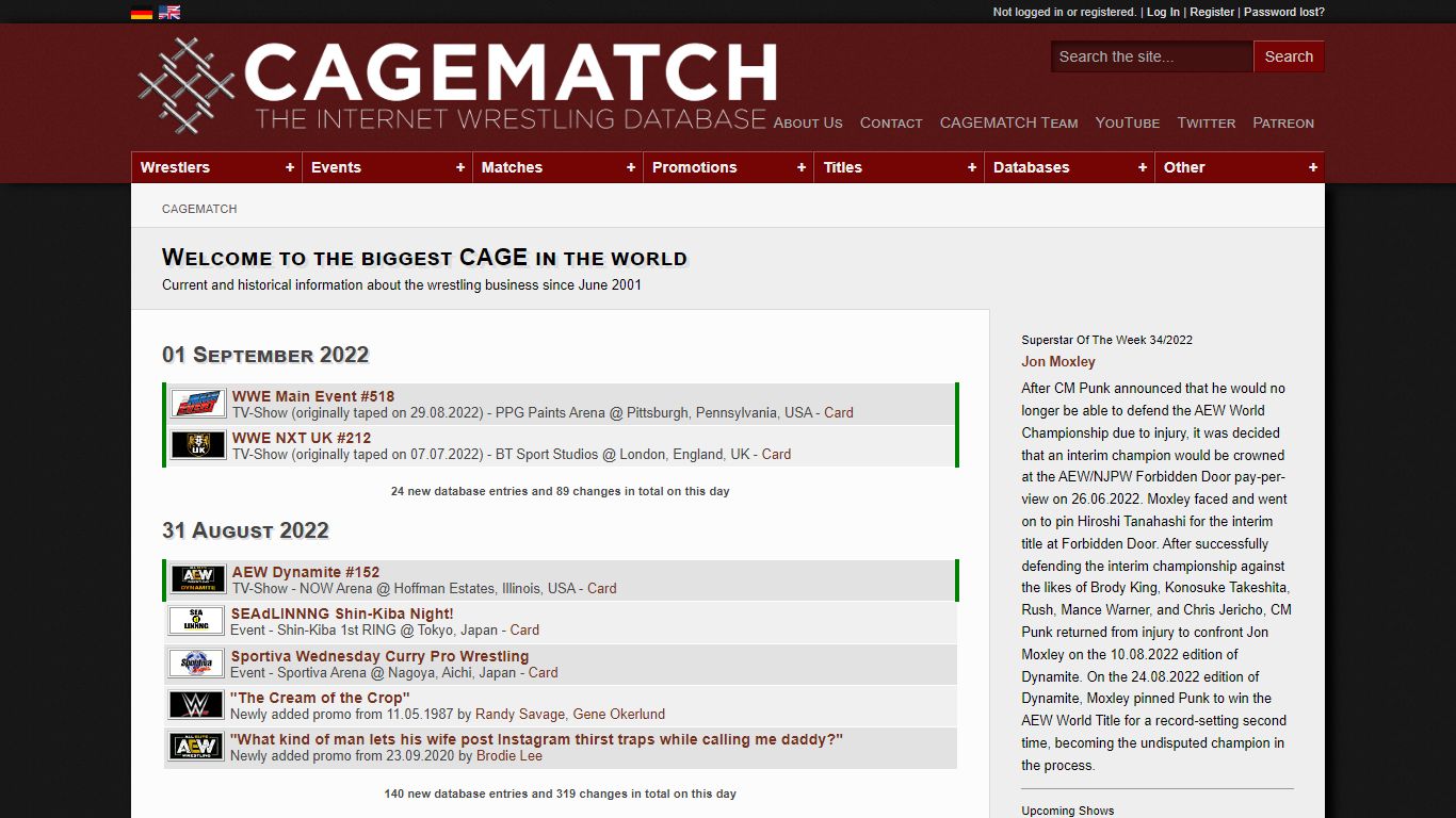 Matches « Inmates « Tag Teams Database « CAGEMATCH - The Internet ...